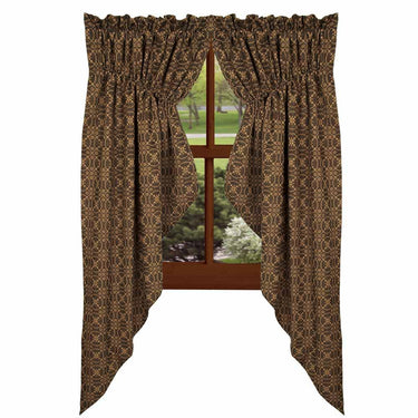 Black Tan Marshfield Jacquard Gathered Swag Lined C6106011 - The Fox Decor